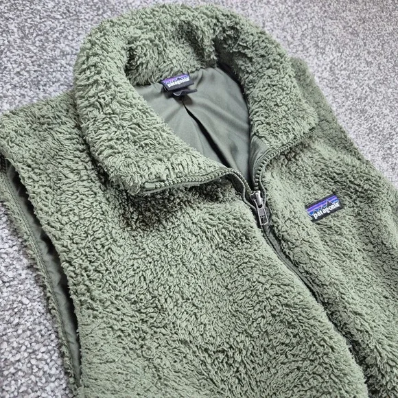 Patagonia Los Gatos Vest Womens Large Green Sherpa Full Zip Outdoors Hiking - Picture 1 of 10